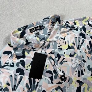 Bad Birdie Savannah Swing Core Polo Shirt Mens 2XL Multicolor Abstract Floral